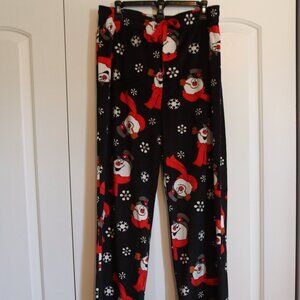 Frosty The Snowman Black Men's Elastic/Drawstring Waist Sleep Pants Size Large